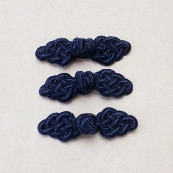 Navy frog closure. Celtic knot. Set of 3