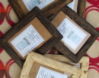 Rustic/driftwood style frames in recycled pine in clear beeswax, medium dark or very dark wax finish.To fit 6"x4" FREE U.K. shipping