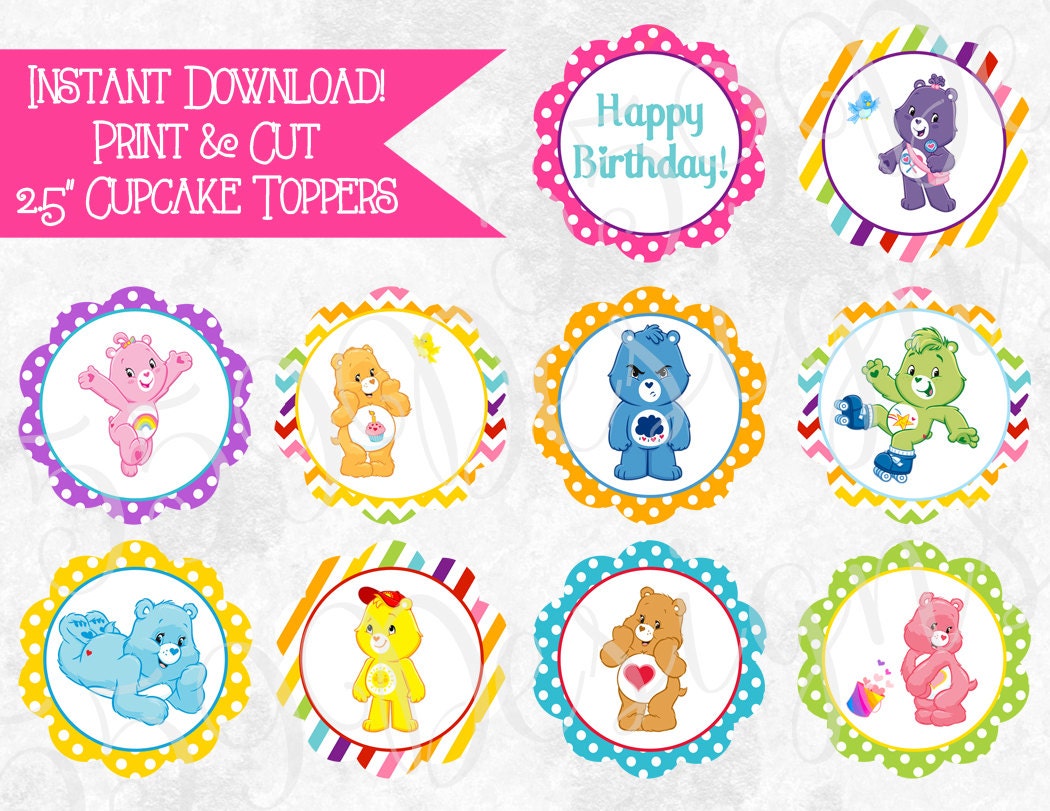 Printable Care Bear Cupcake Toppers Download Print Care Bear