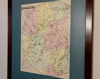 Framed map of Adirondacks NY territory.