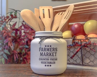 Rustic Farmhouse Utensil Holder, Home Decor, Farmhouse Decor, Rustic Decor, Vintage Decor, Country Decor, Country Kitchen, Rustic Kitchen