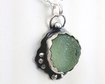 Sea Glass Necklace Aqua Sea Glass Pendant Sea Glass Jewelry Mothers Day Gift - N-637 Mothers Day Sale