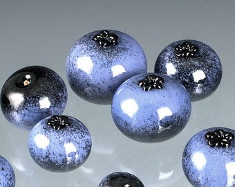 Blueberry Glass Sculpture, life-sized hand blown glass art birthday gift, Mother's Day gift for cook, gardener, chef, gourmet