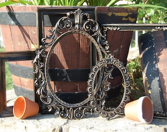 Black Picture Frame Set - Vintage Style Picture Frame Collection - Shabby Chic - Ornate - Gallery Frames