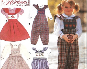 Simplicity 8020 Classic Heirloom Sewing Pattern- Oliver Goodin, Child's Blouse, Overalls And Jumper, Size 2-4, UNCUT