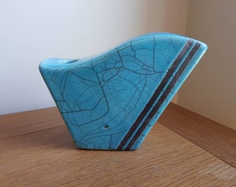 Contemporary, raku fired, bud vase