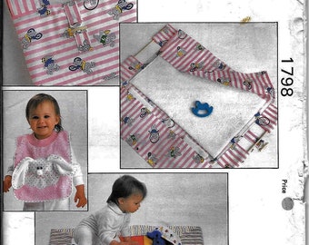 Kwik Sew 1798 Baby Bib, Play Quilt, Carry Along Changing Pad Kerstin Martensson UNCUT Sewing Pattern
