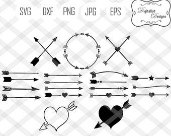 arrow svg, arrows svg, circle arrow svg, decorative arrows, tribal arrow svg, heart arrow svg, arrow clipart, cricut cut files, silhouette