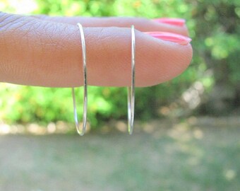 Silver hoops - Hoops - Silver hoop earrings - Circle earrings - Sterling silver earrings - Delicate hoops earrings - Thin hoop earrings