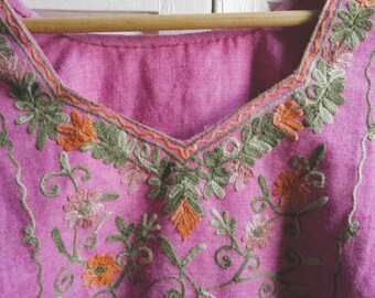 FREE SHIPPING Upcycled hand sewn womens purple vintage boho hippy top size small