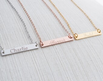 Name Necklace, Bar Necklace, Engraved bar necklace, personalised necklace, custom necklace