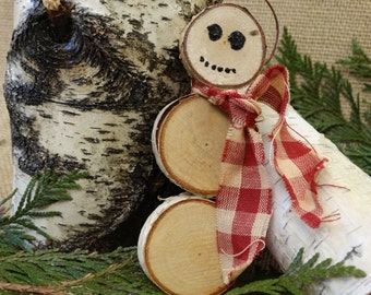 Snowman ornament,birch ornament, Christmas ornament, Christmas gift,rustic ornament,wooden snowman ornament, primitive snowman
