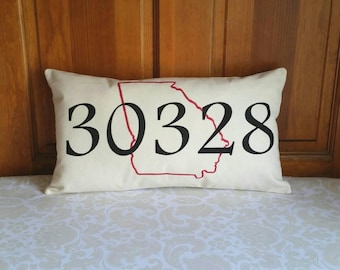 Zip Code Pillow | New Home Housewarming Gift | Graduation Gift | New Home Gift | Retirement Gift | Moving Away Gift | Living Room Decor