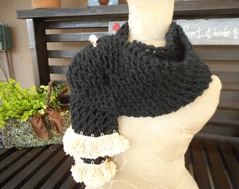 Hand Knit Scarf Hand Knit Scarves Black Scarf