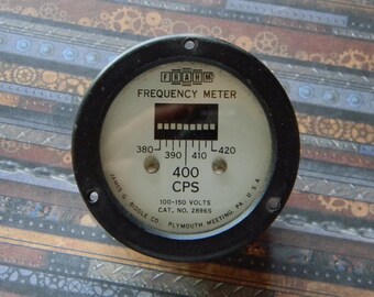 Vintage Steampunk Gauge - Frahm Frequency Meter Model 2896S - In Working Order for Creative Upcycling