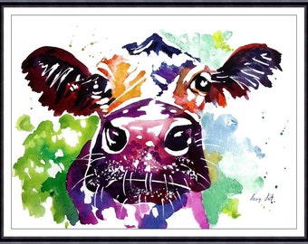 COW, Original Watercolor Painting, Original Art Print, Watercolor Art