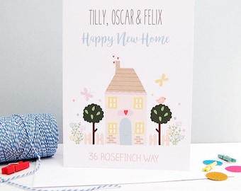 Personalised Happy New Home Card for New Home Congratulations, New Home Owners, New House