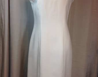 White Sleeveless Dress by Vany of New York, Made in USA, Ladies Size 10, Hand Washable Polyester Previously 24 Dollars ON SALE