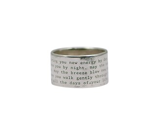 Apache Blessing Ring, Native American Jewelry, Apache Prayer, Blessing jewelry, Text Ring, Silver Ring, 14k Gold ring, wedding ring