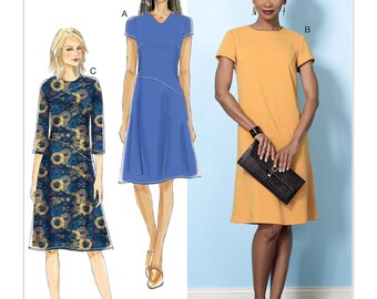 Butterick Sewing Pattern B6480 Misses' Dresses with Hip Detail, Neck and Sleeve Variations