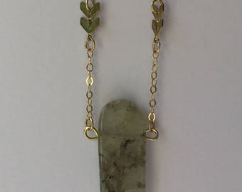 Prehenite long layering necklace