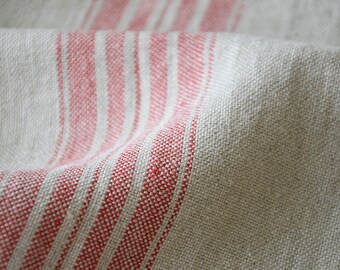 Striped linen fabric by the meter, natural linen, striped linen, striped softened linen fabric, french grain sack, 350 gsm, upholstery