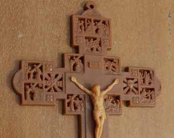 60s Six Inch Stations Of The Cross CRUCIFIX Plastic for REPURPOSE