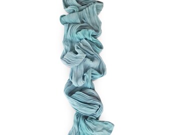 Small silk scarf, small chiffon scarf, crinkle chiffon scarf, silk scarf, head scarf, crinkle, sage green, teal, aqua, robin egg blue, (B)