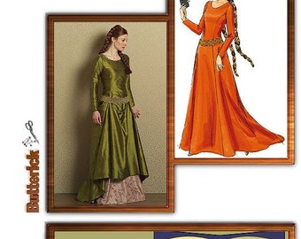 Medieval Dress, Renassiance Dress Pattern, Butterick 4827, Plus Size 14-22