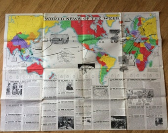 Vintage World War 2 Newsmap Poster ~ January 12, 1942