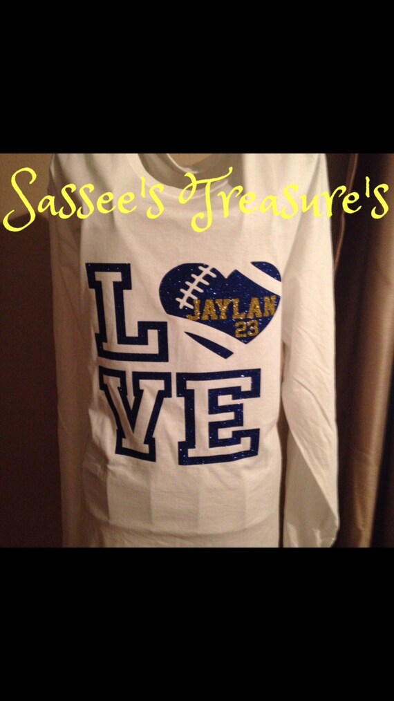 Iron On football Love Decal / football iron on / glitter