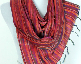 Striped Print Scarf (Red)