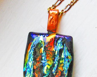 Fire and Ice Dichroic Glass - Fused Glass Pendant / Necklace