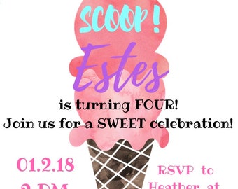 Printable Ice Cream Party Invitation