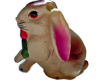 Vintage Celluloid Bunny, Hard Plastic Easter Bunny, Made in Japan, 1930s Easter Decoration, Vintage Plastic Rabbit, Movable Ear Bunny