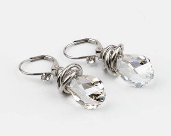 drop earrings, Swarovski Crystal, stainless steel
