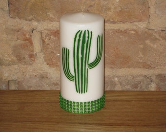 Vanilla scented Hand painted Cactus Candle