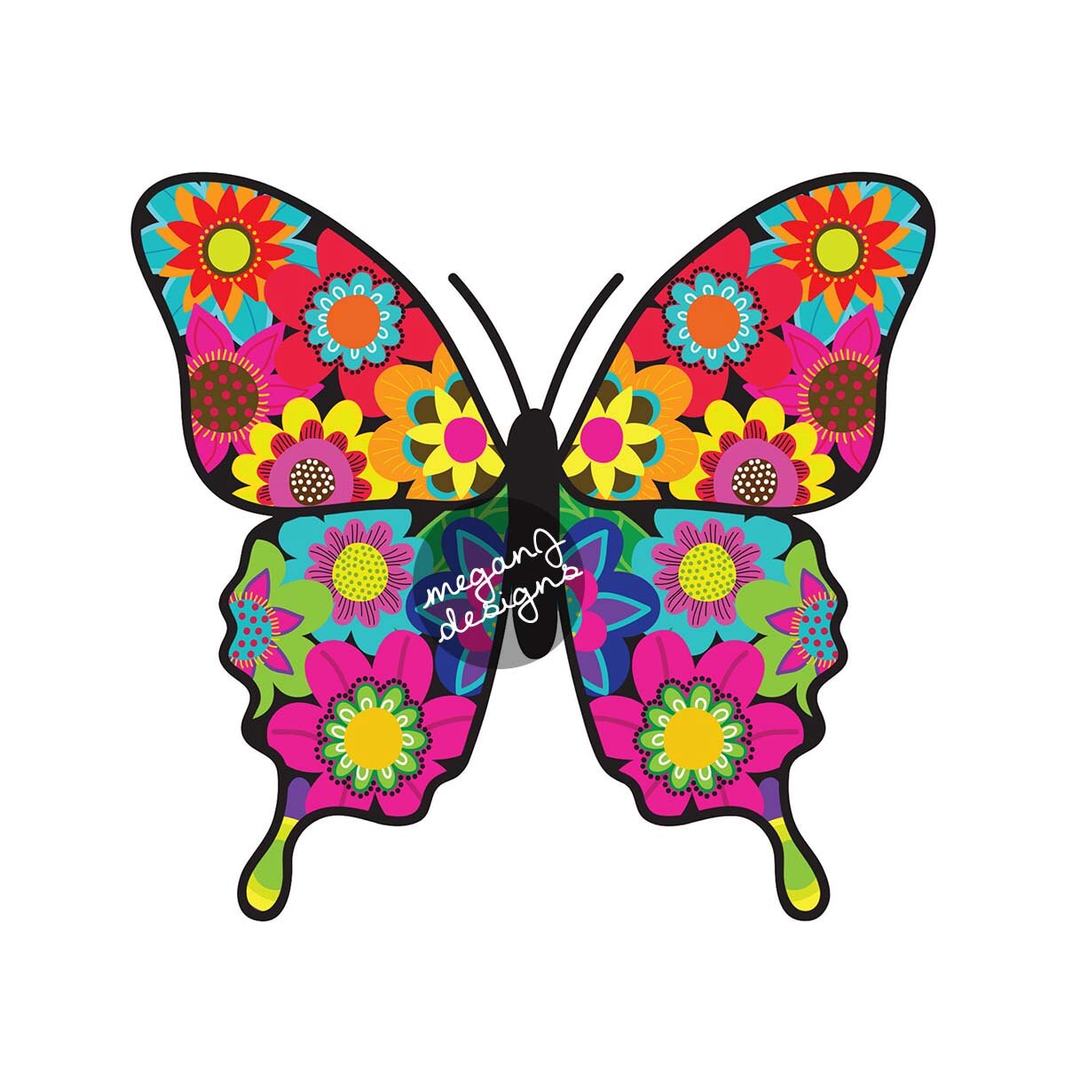 Floral Butterfly Decal Colorful Car Decal Vinyl Bumper