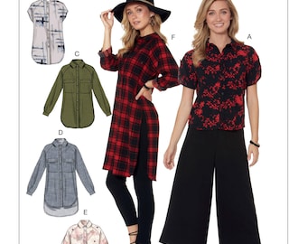 McCalls Sewing Pattern M7472 Misses Raglan Sleeve Button Down Dress Tunic Tops Choose Size A5 or E5