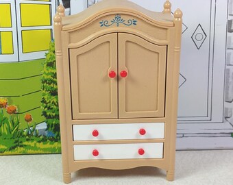 TOMY BEDROOM WARDROBE, 1:18 Lundby Scale, Hard Plastic, 1970's to 1980's, Smaller Homes & Garden, Vintage Dollhouse Furniture