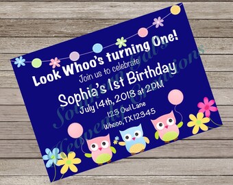 owl birthday party invitations owl bday invite girls 1st
