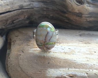 Hand Made Sterling Silver Natural Royston Ribbon Turquoise Ring