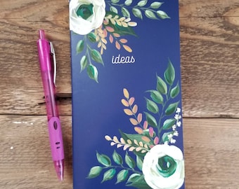 Floral hand painted notebook - blank lined journal