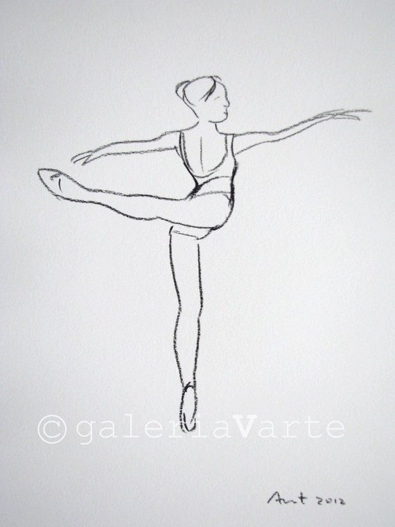 Charcoal drawing ballet dancer original