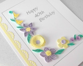 Handmade 80th birthday card paper quilling can be for any