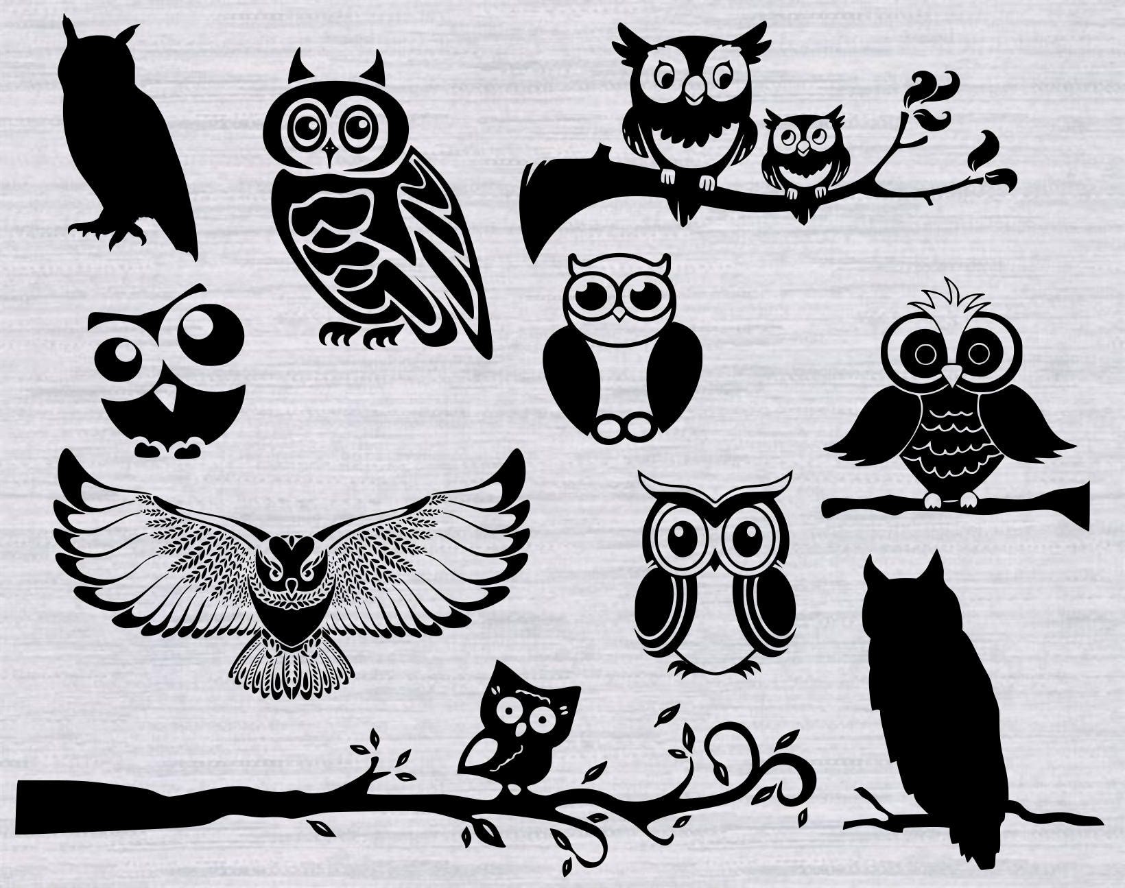 Download Owl SVG Bundle Owl SVG files Owl silhouette Owl family svg