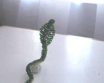Miniature Cobra in seed beads and copper wire