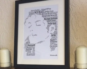 Michael Jackson - Music Icon/Legend Songs - Word Art Unique Keepsake/Collectible/Memorabilia/Gift - FREE-POST UK - Fast dispatch