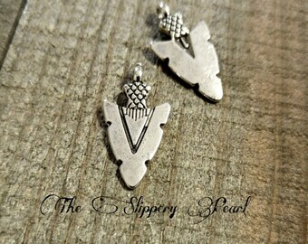 Arrowhead Pendants Charms Antiqued Silver Arrowhead Charms Western Charms Arrowhead Charms 10 pieces
