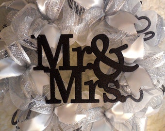 Wedding Wreath, Bridal Shower Wreath,Wedding wreaths, Wedding Wreath, White and black wedding wreath, Wedding, Wedding decorations